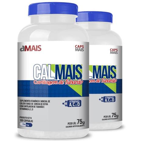 Kit 2 Calmais Cartilagem de tubarão 750mg Chá mais 100 cápsulas Menor preço em Kit 2 Calmais Cartilagem de tubarão 750mg Chá mais 100 cápsulas
