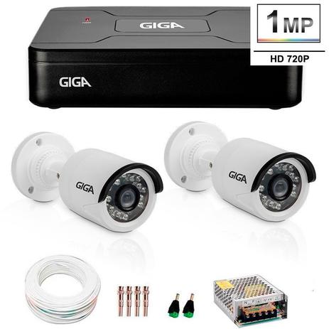 Kit 2 Câmeras de Segurança HD 720p Giga Security GS0018 + DVR Giga Security Multi HD + Acessórios Menor preço em Kit 2 Câmeras de Segurança HD 720p Giga Security GS0018 + DVR Giga Security Multi HD + Acessórios