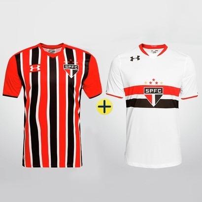 Kit 2 Camisas Branca + Listrada Sao Paulo Under Armour 2016 Menor preço em Kit 2 Camisas Branca + Listrada Sao Paulo Under Armour 2016