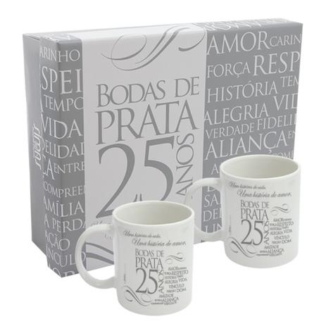 Menor preço em Kit 2 canecas Com Caixa Bodas de Prata Simas - Simas presentaria