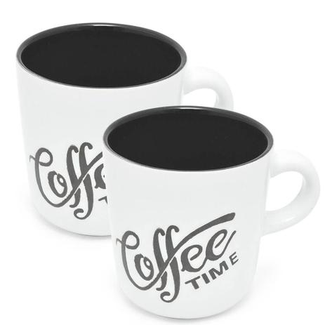 Kit 2 Canecas Porcelana 180ml Coffe Time Colors Lyor Menor preço em Kit 2 Canecas Porcelana 180ml Coffe Time Colors Lyor