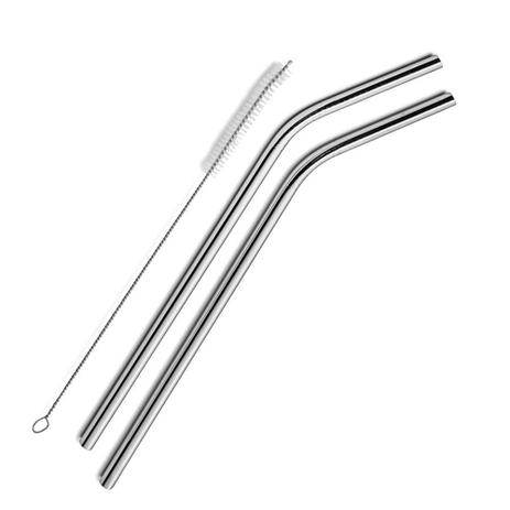 Kit 2 Canudos Inox Reutilizável Curvo 21cm + Escova de Limpeza FWB 97239 Menor preço em Kit 2 Canudos Inox Reutilizável Curvo 21cm + Escova de Limpeza FWB 97239