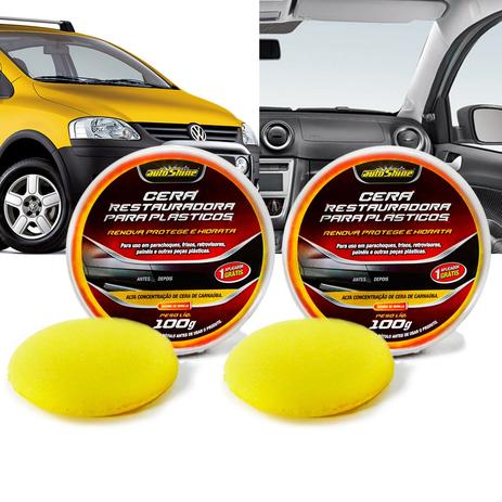 Kit 2 Cera Automotiva Restauradora Para Plasticos 100G Autoshine Menor preço em Kit 2 Cera Automotiva Restauradora Para Plasticos 100G Autoshine