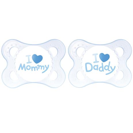 Kit 2 Chupetas MAM Mommy Daddy 0 a 6 Meses Menino Menor preço em Kit 2 Chupetas MAM Mommy Daddy 0 a 6 Meses Menino