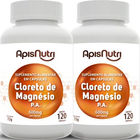 Kit 2 Cloreto de Magnésio P.A. Apisnutri 120 Capsulas Menor preço em Kit 2 Cloreto de Magnésio P.A. Apisnutri 120 Capsulas