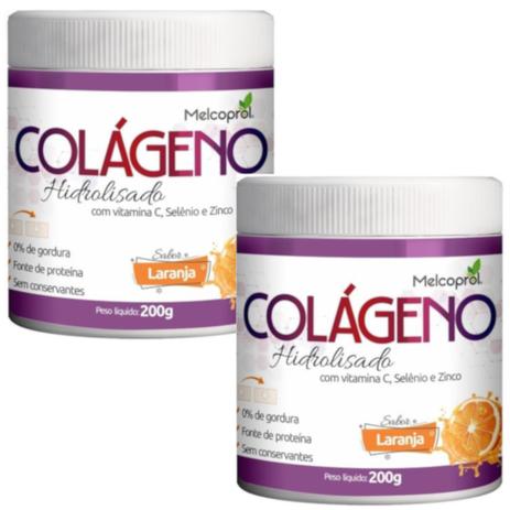 Kit 2 Colágeno Hidrolisado em pó com Vitamina C, Selênio e Zinco Sabor Laranja 400g Melcoprol Menor preço em Kit 2 Colágeno Hidrolisado em pó com Vitamina C, Selênio e Zinco Sabor Laranja 400g Melcoprol