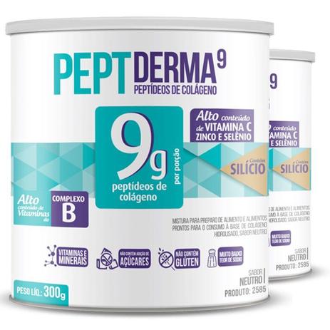 Kit 2 Colágeno hidrolisado Peptderma 9 Chá mais 300g Neutro - Vitafor Menor preço em Kit 2 Colágeno hidrolisado Peptderma 9 Chá mais 300g Neutro - Vitafor