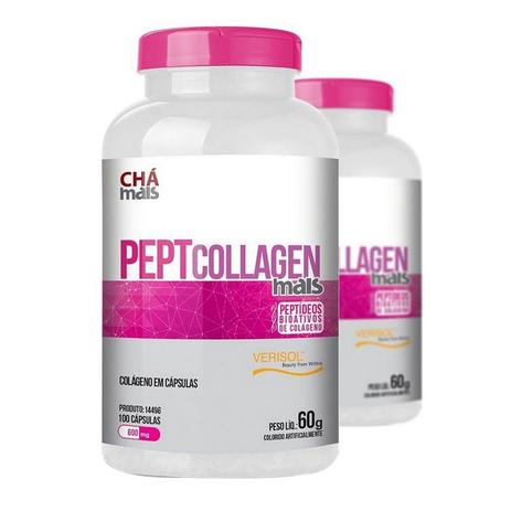 Kit 2 Colágeno Peptcollagen 600mg Chá mais 100 Cápsulas - Vitafor Menor preço em Kit 2 Colágeno Peptcollagen 600mg Chá mais 100 Cápsulas - Vitafor