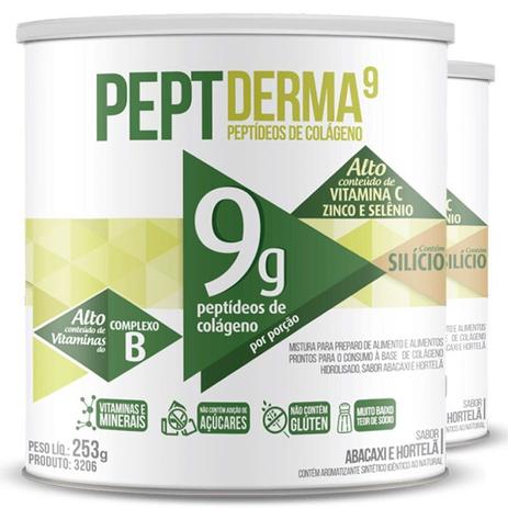 Kit 2 Colágeno Peptderma 9 Chá mais Abacaxi com hortelã 253g Menor preço em Kit 2 Colágeno Peptderma 9 Chá mais Abacaxi com hortelã 253g