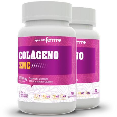 Kit 2 Colágeno ZMC Apisnutri Femme 1200mg 90 comprimidos Menor preço em Kit 2 Colágeno ZMC Apisnutri Femme 1200mg 90 comprimidos