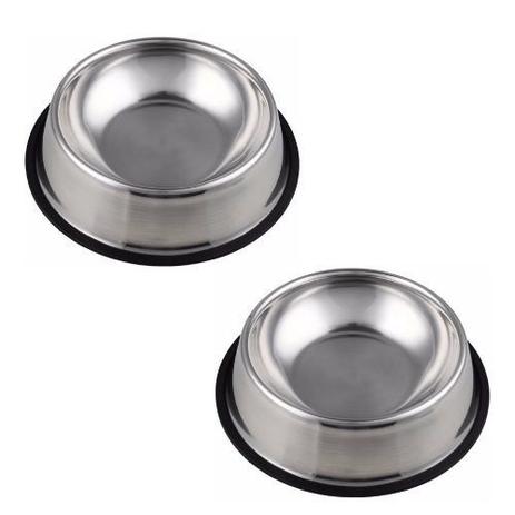 Kit 2 Comedouros Bebedouro Pote Inox Ração Cães E Gato 700ml - Jcm Menor preço em Kit 2 Comedouros Bebedouro Pote Inox Ração Cães E Gato 700ml - Jcm