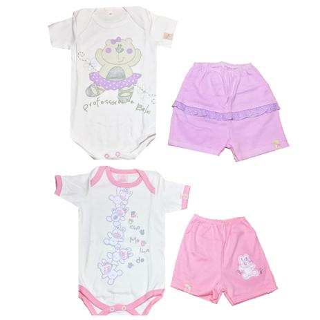 Kit 2 Conjuntos Feminino Ursa e Coelha Body + Shorts - Bicho molhado Menor preço em Kit 2 Conjuntos Feminino Ursa e Coelha Body + Shorts - Bicho molhado