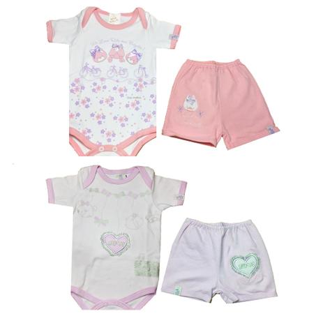 Kit 2 Conjuntos Feminino Ursinhas Body + Shorts - Bicho molhado Menor preço em Kit 2 Conjuntos Feminino Ursinhas Body + Shorts - Bicho molhado