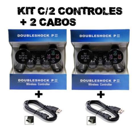 Kit 2 Controles Compatível Ps3 Playstation 3 Wirelless Sem Fio+2 Cabos -  doubleshock ps3 - Outros Games - Magazine Luiza