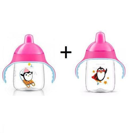 Kit 2 Copos Pinguim 260/340ML Philips AVENT Rosa Menor preço em Kit 2 Copos Pinguim 260/340ML Philips AVENT Rosa