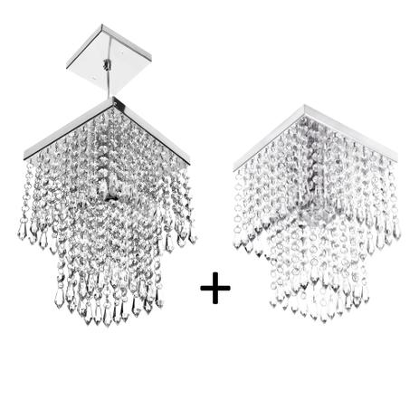 Kit 2 em 1 para Sala Pendente e Plafon de Cristal Acrilico Marrycrilic - Marryluz Menor preço em Kit 2 em 1 para Sala Pendente e Plafon de Cristal Acrilico Marrycrilic - Marryluz