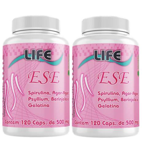 Kit 2 Emagrecedor LIFE ESE - Spirulina, Agar-agar, Gelatina, Psyllium e Berinjela 240 Cápsulas Melcoprol Menor preço em Kit 2 Emagrecedor LIFE ESE - Spirulina, Agar-agar, Gelatina, Psyllium e Berinjela 240 Cápsulas Melcoprol
