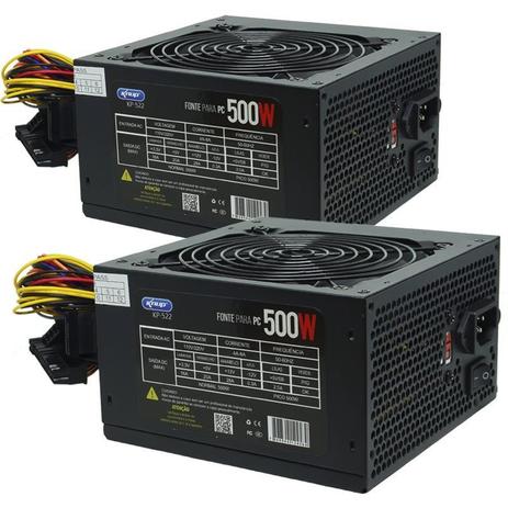 Kit 2 Fontes Pc Atx Gamer 500W Reais Real Super Silenciosa com Cabo de Força Nova Knup KP-522 Bivolt Menor preço em Kit 2 Fontes Pc Atx Gamer 500W Reais Real Super Silenciosa com Cabo de Força Nova Knup KP-522 Bivolt