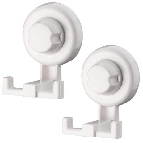 Kit 2 Ganchos Duplos Para Roupas Fixação Por Ventosa ABS Branco - Future Menor preço em Kit 2 Ganchos Duplos Para Roupas Fixação Por Ventosa ABS Branco - Future