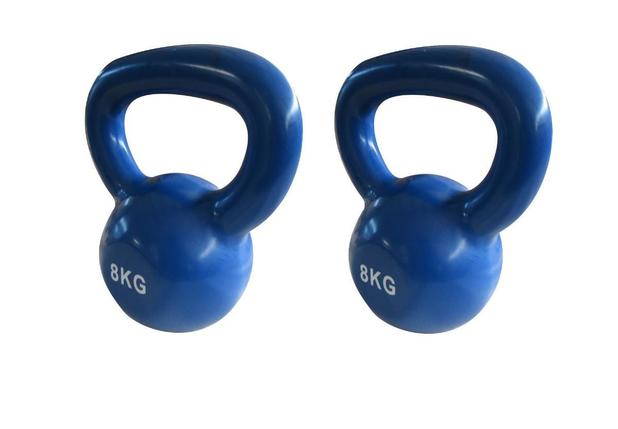 Kit 2 Halteres Kettlebell em ferro fundido Pelegrin PEL-08KB Emborrachado 8kg - Azul Menor preço em Kit 2 Halteres Kettlebell em ferro fundido Pelegrin PEL-08KB Emborrachado 8kg - Azul