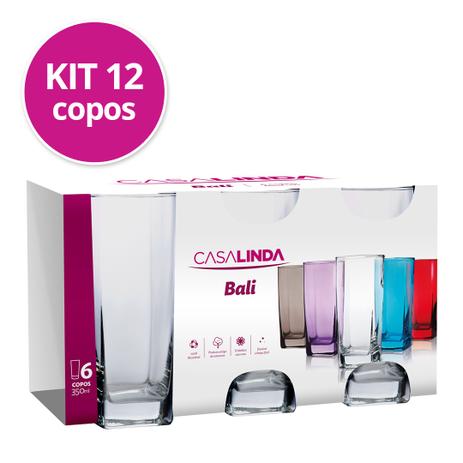 Kit 2 Jogos De Copo Vidro Bali 320ml Transparente - Casa Linda Menor preço em Kit 2 Jogos De Copo Vidro Bali 320ml Transparente - Casa Linda