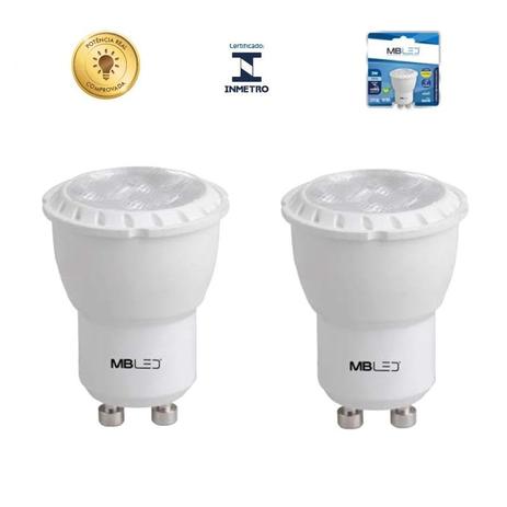 Kit 2 Lâmpadas Led 3W Mini Dicróica Branca Quente MB 3000K - Mbled Menor preço em Kit 2 Lâmpadas Led 3W Mini Dicróica Branca Quente MB 3000K - Mbled