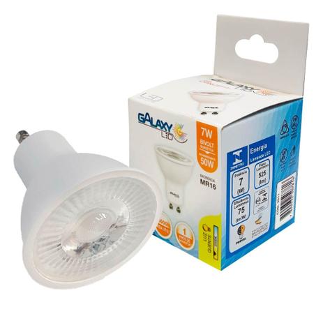 Kit 2 Lâmpadas Led Dicroica Dimerizável Mr16 Gu10 7w 3000k Bivolt - Galaxy Menor preço em Kit 2 Lâmpadas Led Dicroica Dimerizável Mr16 Gu10 7w 3000k Bivolt - Galaxy