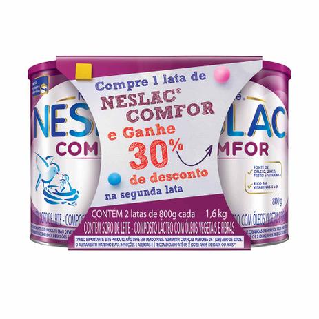Kit 2 Latas Composto Lácteo Neslac Comfor 800g Menor preço em Kit 2 Latas Composto Lácteo Neslac Comfor 800g