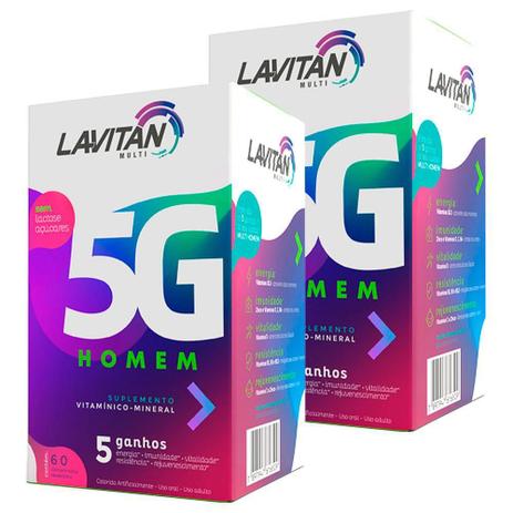 Kit 2 Lavitan 5G Homem Multivitamínico 60 comprimidos - Cimed Menor preço em Kit 2 Lavitan 5G Homem Multivitamínico 60 comprimidos - Cimed