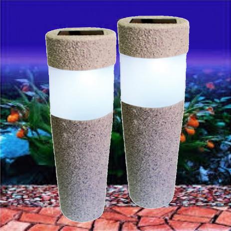 Kit 2 Luminária Solar jardim led branco balizador rustico prova de água - Ecoforce Menor preço em Kit 2 Luminária Solar jardim led branco balizador rustico prova de água - Ecoforce