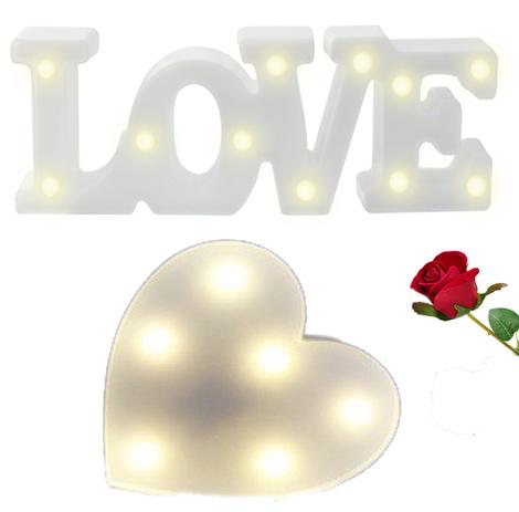Kit 2 Luminárias Brancas Decorativas Coração 5 Leds E Love 11 Leds Casita Menor preço em Kit 2 Luminárias Brancas Decorativas Coração 5 Leds E Love 11 Leds Casita
