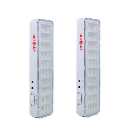 Kit 2 Luminárias Luz Emergência 30 Superleds Bivolt Ourolux Menor preço em Kit 2 Luminárias Luz Emergência 30 Superleds Bivolt Ourolux