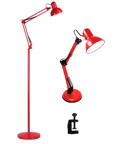 Kit 2 Luminárias Mesa E Chão Metal Pedestal Coluna Refletor Vermelho MT-811C-R / MT-930B-R - Magrace Menor preço em Kit 2 Luminárias Mesa E Chão Metal Pedestal Coluna Refletor Vermelho MT-811C-R / MT-930B-R - Magrace
