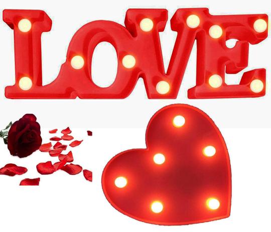 Kit 2 Luminárias Vermelhas Decorativas Coração 5 Leds E Love 11 Leds Casita Menor preço em Kit 2 Luminárias Vermelhas Decorativas Coração 5 Leds E Love 11 Leds Casita