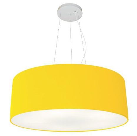 Kit/2 Lustre Pendente Cilindrico Md-4010 Cupula Tecido 60x21cm Amarelo - Vivare iluminação Menor preço em Kit/2 Lustre Pendente Cilindrico Md-4010 Cupula Tecido 60x21cm Amarelo - Vivare iluminação