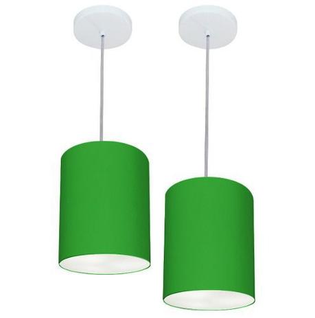 Kit/2 Lustre Pendente Cilindrico Md-4012 Cupula Tecido 18x25cm Verde Folha - Vivare iluminação Menor preço em Kit/2 Lustre Pendente Cilindrico Md-4012 Cupula Tecido 18x25cm Verde Folha - Vivare iluminação