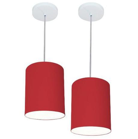 Kit/2 Lustre Pendente Cilindrico Md-4012 Cupula Tecido 18x25cm Vinho - Vivare iluminação Menor preço em Kit/2 Lustre Pendente Cilindrico Md-4012 Cupula Tecido 18x25cm Vinho - Vivare iluminação