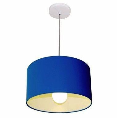 Kit/2 Lustre Pendente Cilindrico Md-4031 Cupula Tecido 40x21cm Azul Marinho - Vivare iluminação Menor preço em Kit/2 Lustre Pendente Cilindrico Md-4031 Cupula Tecido 40x21cm Azul Marinho - Vivare iluminação