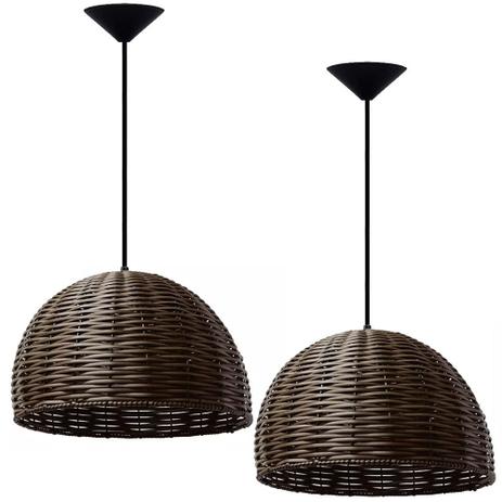 Kit 2 Lustres Pendente Luminária Corôa De Junco Marrom 20x30 - Decora Na Net Menor preço em Kit 2 Lustres Pendente Luminária Corôa De Junco Marrom 20x30 - Decora Na Net