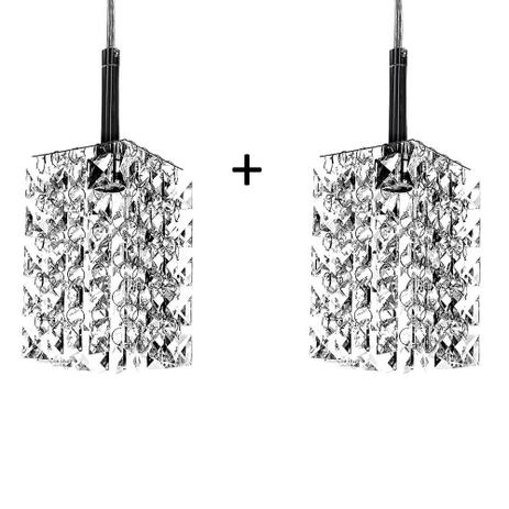 Kit 2 Lustres Pendente Quadrado Clearwall de CrIstal Legitimo - Marryluz Menor preço em Kit 2 Lustres Pendente Quadrado Clearwall de CrIstal Legitimo - Marryluz
