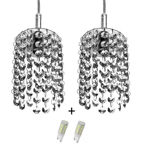 Kit 2 Lustres Pendente Redondo Clearcast Cristal Legitimo com Lâmpadas 6000K (Branca Fria) - Marryluz Menor preço em Kit 2 Lustres Pendente Redondo Clearcast Cristal Legitimo com Lâmpadas 6000K (Branca Fria) - Marryluz