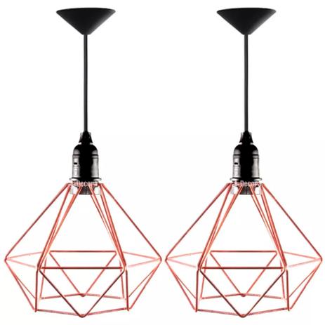 Kit 2 Lustres Pendentes Aramado Diamante Cobre - Decora Na Net é boa?