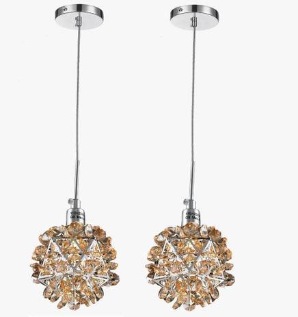 Kit 2 Lustres Pendentes de Cristal Legítimo 1 Lâmpada Âmbar - Chandelie Menor preço em Kit 2 Lustres Pendentes de Cristal Legítimo 1 Lâmpada Âmbar - Chandelie