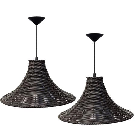 Kit 2 Lustres Pendentes Luminária Chapéu Chinês De Junco Marrom 20x36 - Decora Na Net é boa?