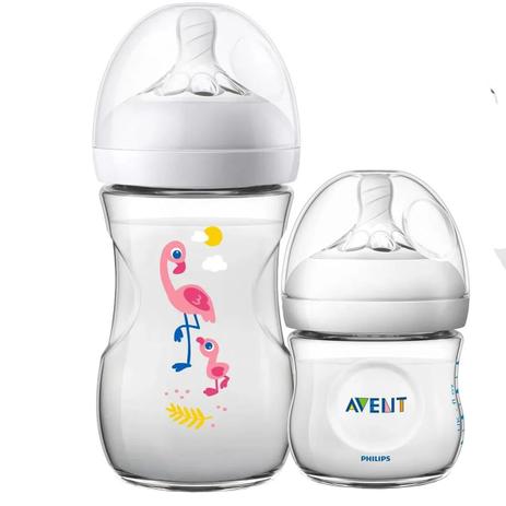 Kit 2 Mamadeira Bebê Anticolica 125/260ml 1m+ Bico Ultra Suave Flexivel Pétala Philips Avent Flamingo Neutro Menor preço em Kit 2 Mamadeira Bebê Anticolica 125/260ml 1m+ Bico Ultra Suave Flexivel Pétala Philips Avent Flamingo Neutro