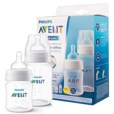 Kit 2 Mamadeira Classic Anticólica AVENT 125/260ml Cristal Menor preço em Kit 2 Mamadeira Classic Anticólica AVENT 125/260ml Cristal