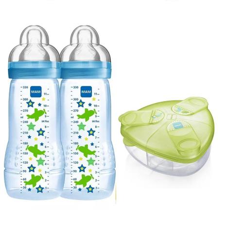 Kit 2 Mamadeira Fashion e Dosador Verde Mam Baby Menor preço em Kit 2 Mamadeira Fashion e Dosador Verde Mam Baby