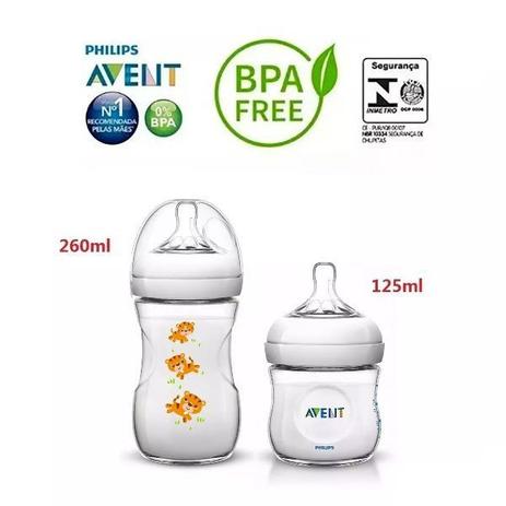 Kit 2 Mamadeiras 125ML e 260ML Tigre Philips AVENT Menor preço em Kit 2 Mamadeiras 125ML e 260ML Tigre Philips AVENT