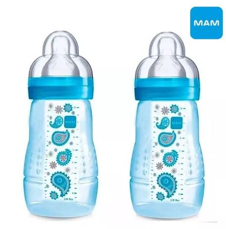 Kit 2 Mamadeiras Mam Easy Active Fashion Azul 270ml 4847 Menor preço em Kit 2 Mamadeiras Mam Easy Active Fashion Azul 270ml 4847