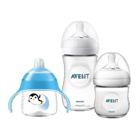 Kit 2 Mamadeiras Pétala 125 e 260ml e Copo Pinguim Azul - Philips Avent Menor preço em Kit 2 Mamadeiras Pétala 125 e 260ml e Copo Pinguim Azul - Philips Avent